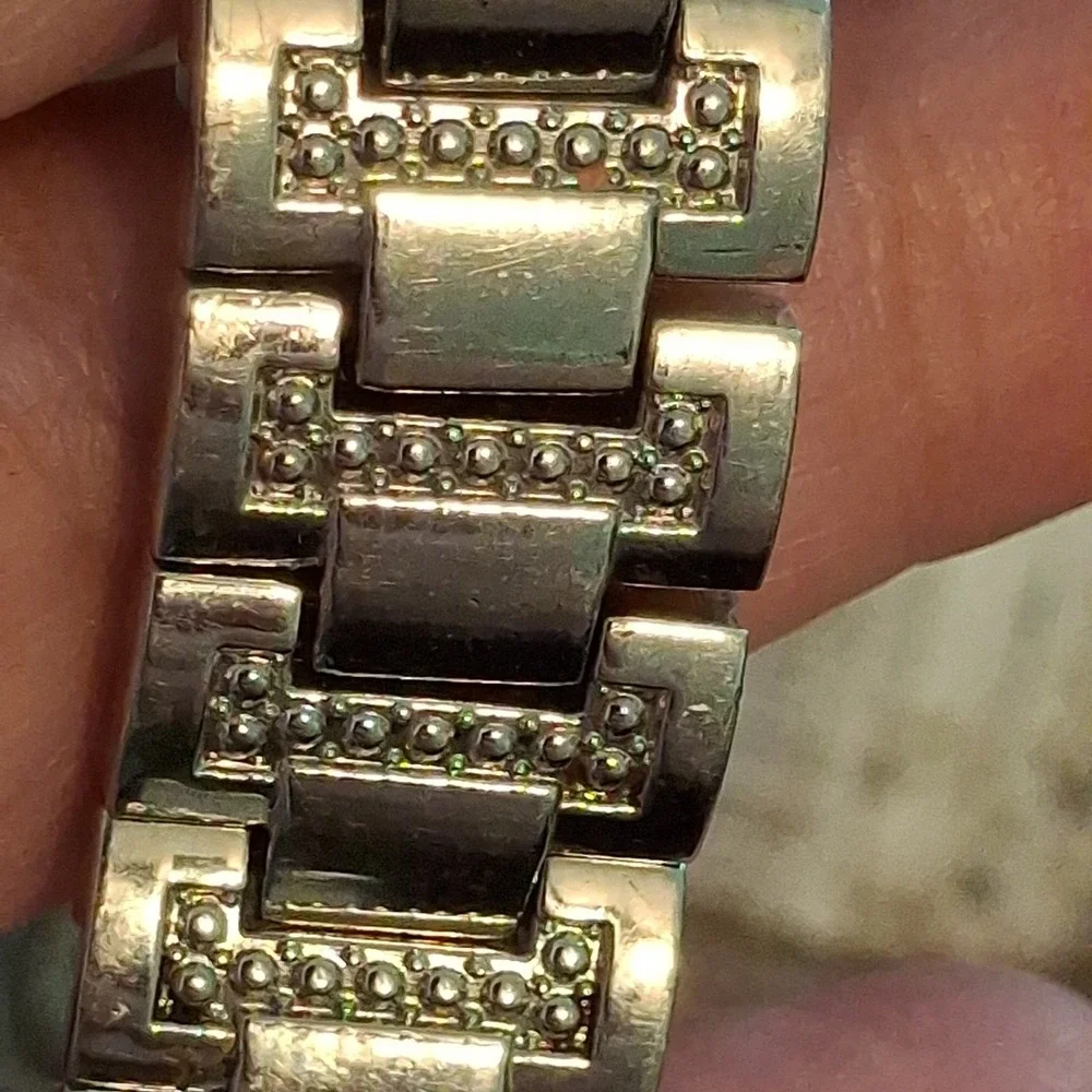 Two Womens Rhinestone Encrusted Silvertone 34mm Watches. Pre-Owned.